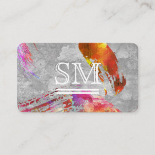 Carte De Visite Monogramme à texture brossée contemporaine