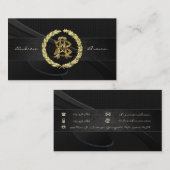 Carte De Visite Monogramme AB & BA [Gold+Fabric] (Devant / Derrière)