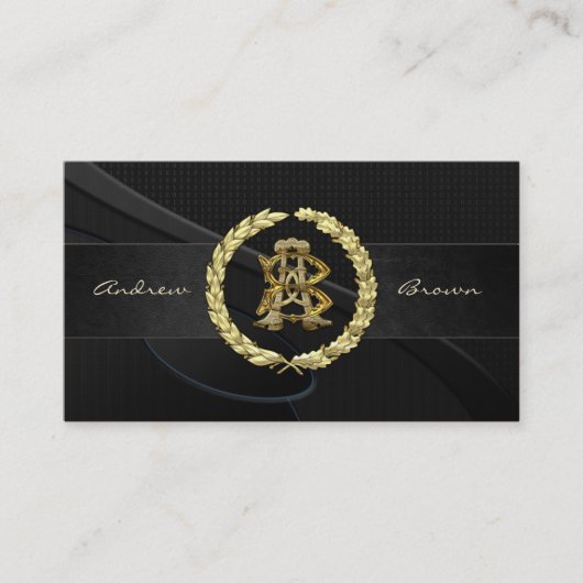 Carte De Visite Monogramme AB & BA [Gold+Fabric] (Devant)