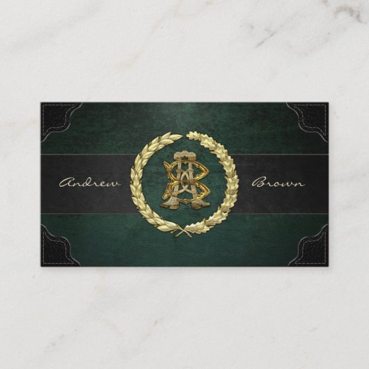 Carte De Visite Monogramme AB & BA [Or+Cuir] (Devant)