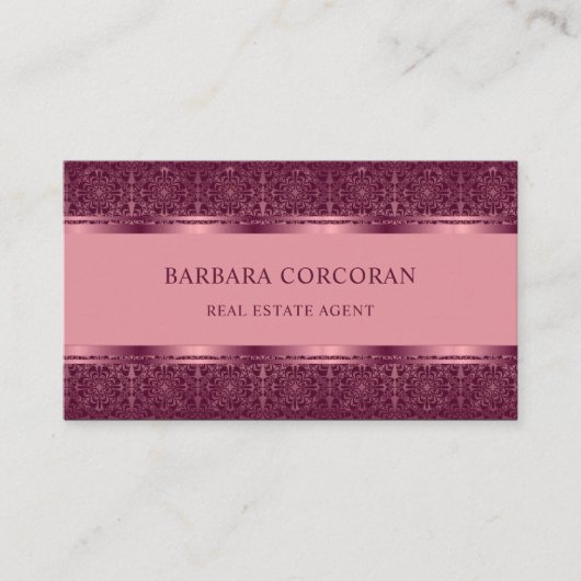 Carte De Visite Monogramme Abstrait clair foncé rose foncé (Devant)