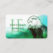 Carte De Visite Monogramme Abstrait Emerald American Bald Eagle (Devant)