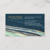Carte De Visite Monogramme abstrait Ocean Golden Flow (Dos)