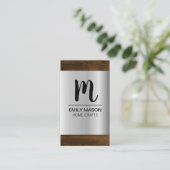 Carte De Visite Monogramme | Acier Métallo Grain Trim (Debout devant)