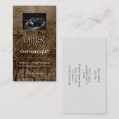 Carte De Visite Monogramme, affaires de généalogie, cuir-effet (Devant / Derrière)