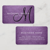 Carte De Visite Monogramme Afrique violet cuir look (Devant / Derrière)