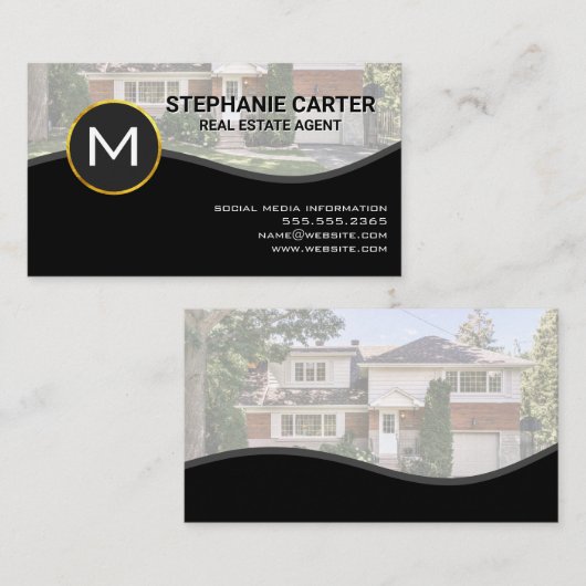 Carte De Visite Monogramme | Agent immobilier | Maison (Devant / Derrière)