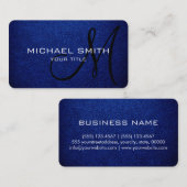 Carte De Visite Monogramme Air Force Blue Leather Look (Devant / Derrière)