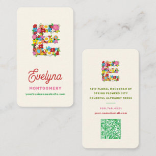 Carte De Visite Monogramme alphabétique de nom floral printanier f