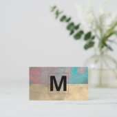 Carte De Visite Monogramme | Ancien Arrière - plan Grungy (Debout devant)