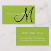 Carte De Visite Monogramme Android couleur verte arrière - plan (Devant / Derrière)