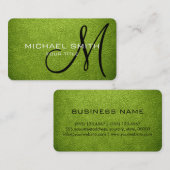 Carte De Visite Monogramme Android Revêtement en cuir vert (Devant / Derrière)