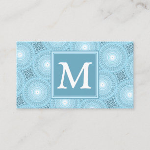 Carte De Visite Monogramme ange bleu cercles motif