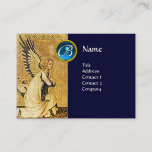 Carte De Visite MONOGRAMME ANGEL ANNONCE, Sapphire Bleu