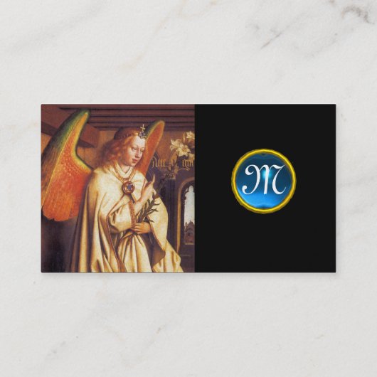 Carte De Visite MONOGRAMME ANGEL ANNONCE, Sapphire Bleu (Dos)