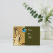 Carte De Visite MONOGRAMME ANGEL ANNONCE, Sapphire Bleu, Vert (Debout devant)