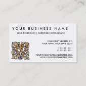 Carte De Visite Monogramme antique médiéval élégant de la lettre W (Dos)