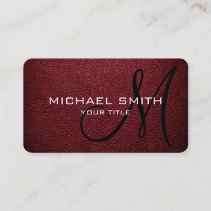Carte De Visite Monogramme Antique Ruby Leather Look