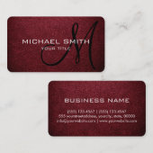 Carte De Visite Monogramme Antique Ruby Leather Look (Devant / Derrière)