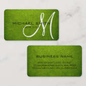 Carte De Visite Monogramme Apple cuir vert look (Devant / Derrière)