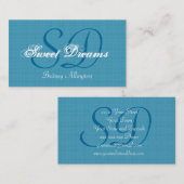 Carte De Visite Monogramme Aqua Custom V04 (Devant / Derrière)