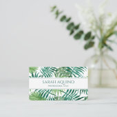 Carte De Visite Monogramme Aquarelle tropicale Palm Feuille Botani (Debout devant)