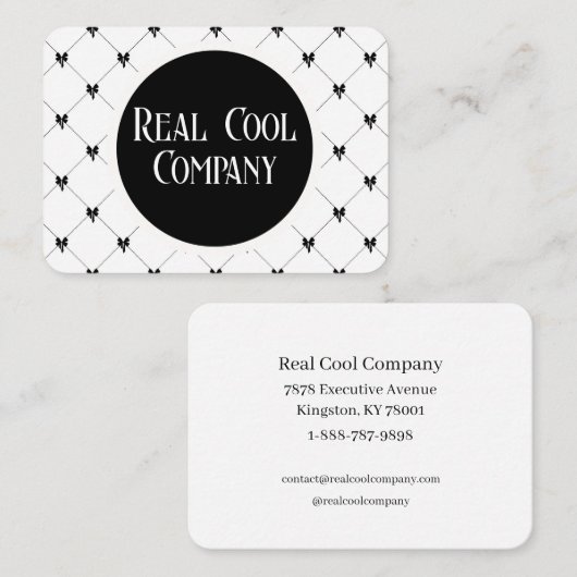 Carte De Visite Monogramme Arc Blanc & Noir (Devant / Derrière)