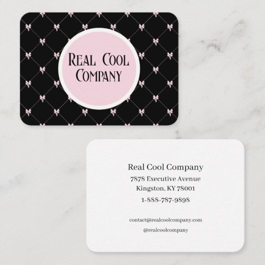 Carte De Visite Monogramme Arc-en-ciel Noir & Rose (Devant / Derrière)