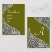 Carte De Visite MONOGRAMME ARCHITECTE DE RENAISSANCE 4 vert (Devant / Derrière)