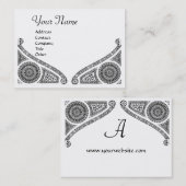 Carte De Visite MONOGRAMME ARCHITECTURE RENAISSANCE, Blanc noir (Devant / Derrière)