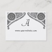 Carte De Visite MONOGRAMME ARCHITECTURE RENAISSANCE, Blanc noir (Dos)