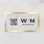 Carte De Visite Monogramme | Ardoise | Bordure d'or | Code QR (Devant)