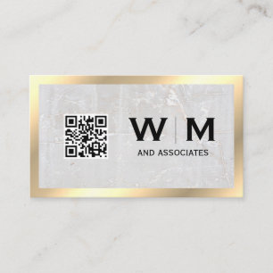 Carte De Visite Monogramme Ardoise Bordure d'or Code QR
