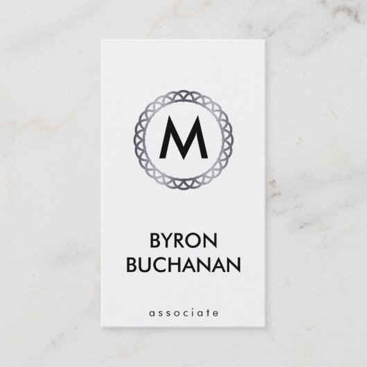 Carte De Visite Monogramme | Argent (Devant)