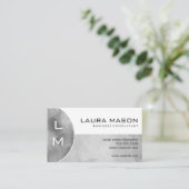 Carte De Visite Monogramme | Argent brossé (Debout devant)