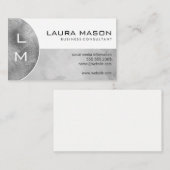 Carte De Visite Monogramme | Argent brossé (Devant / Derrière)