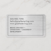 Carte De Visite Monogramme argent brossé moderne élégant (Dos)