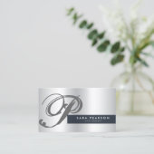 Carte de visite Monogramme argent de l'entraîneur  (Debout devant)