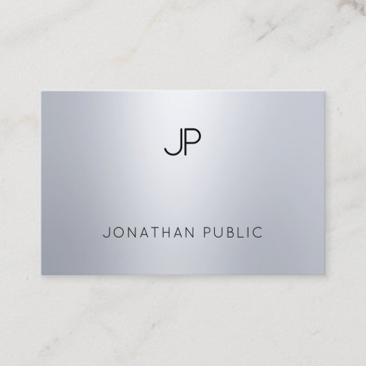 Carte De Visite Monogramme Argent Moderne Élégant Professionnel Si (Devant)