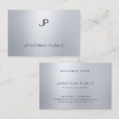 Carte De Visite Monogramme Argent Moderne Élégant Professionnel Si (Devant / Derrière)