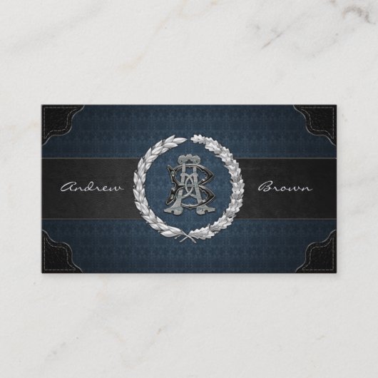 Carte De Visite Monogramme argenté AB & BA (Devant)