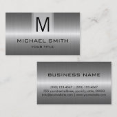 Carte De Visite Monogramme argenté professionnel en métal d'acier (Devant / Derrière)