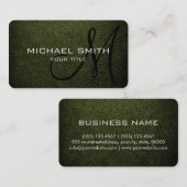 Carte De Visite Monogramme Armée Green Leather Look (Devant / Derrière)