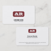 Carte De Visite Monogramme Arrière - plan arrondi (rouge profond) (Devant / Derrière)