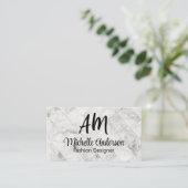 Carte De Visite Monogramme | arrière - plan de carreaux de marbre (Debout devant)