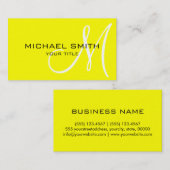 Carte De Visite Monogramme arrière - plan de couleur jaune (Devant / Derrière)