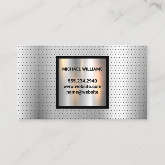 Carte De Visite Monogramme | Arrière - plan de métal perforé en ma (Dos)