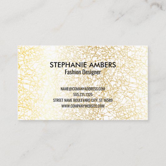 Carte De Visite Monogramme | Arrière - plan de Texture d'or (Dos)