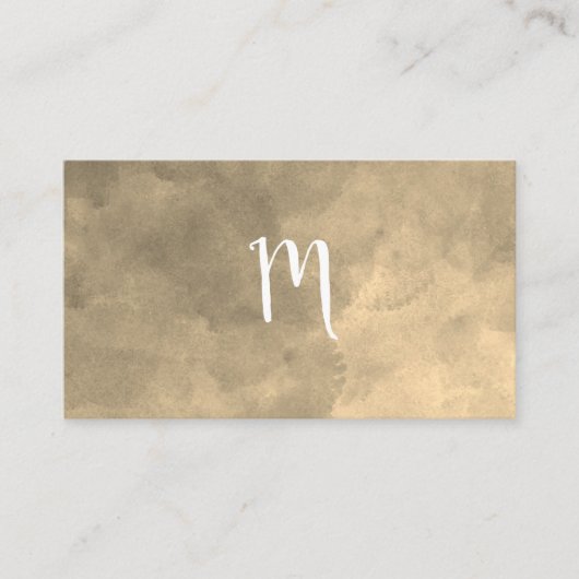Carte De Visite Monogramme | Arrière - plan de texture or (Devant)