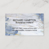 Carte De Visite Monogramme | Arrière - plan en marbre bleu (Dos)